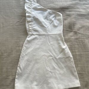 Zara White One-Shoulder Dress